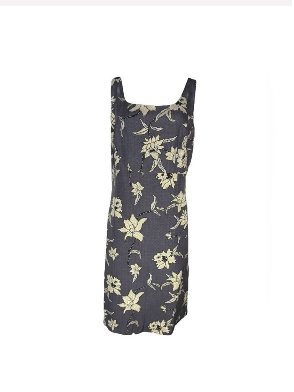 Tommy Bahama Dark Blue Floral Slip Midi Dress with Cream Flowers